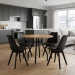 Βρες το Σετ τραπεζαρία 5τμχ Roma - Viva Megapap χρώμα pine oak - μαύρο Ø80x75εκ. σε μοναδική τιμή στο clickforshop.gr