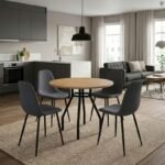 Βρες το Σετ τραπεζαρία 5τμχ Roma - Iris Megapap χρώμα pine oak - γκρι Ø80x75εκ. σε μοναδική τιμή στο clickforshop.gr