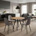 Βρες το Σετ τραπεζαρία 5τμχ Roma - Iris Megapap χρώμα pine oak - ανοιχτό μπεζ Ø80x75εκ. σε μοναδική τιμή στο clickforshop.gr