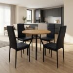 Βρες το Σετ τραπεζαρία 5τμχ Roma - Rosa Megapap χρώμα pine oak - μαύρο Ø80x75εκ. σε μοναδική τιμή στο clickforshop.gr