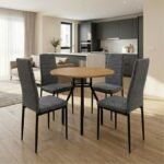 Βρες το Σετ τραπεζαρία 5τμχ Roma - Rosa Megapap χρώμα pine oak - γκρι Ø80x75εκ. σε μοναδική τιμή στο clickforshop.gr