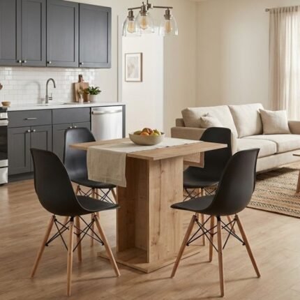 Βρες το Σετ τραπεζαρία 5τμχ Allos - Nova Megapap χρώμα sapphire oak - μαύρο 75x75x77εκ. σε μοναδική τιμή στο clickforshop.gr