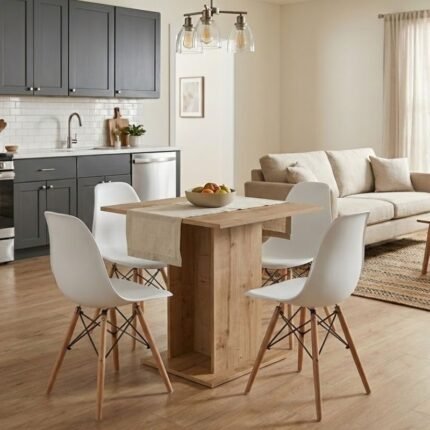 Βρες το Σετ τραπεζαρία 5τμχ Allos - Nova Megapap χρώμα sapphire oak - λευκό 75x75x77εκ. σε μοναδική τιμή στο clickforshop.gr