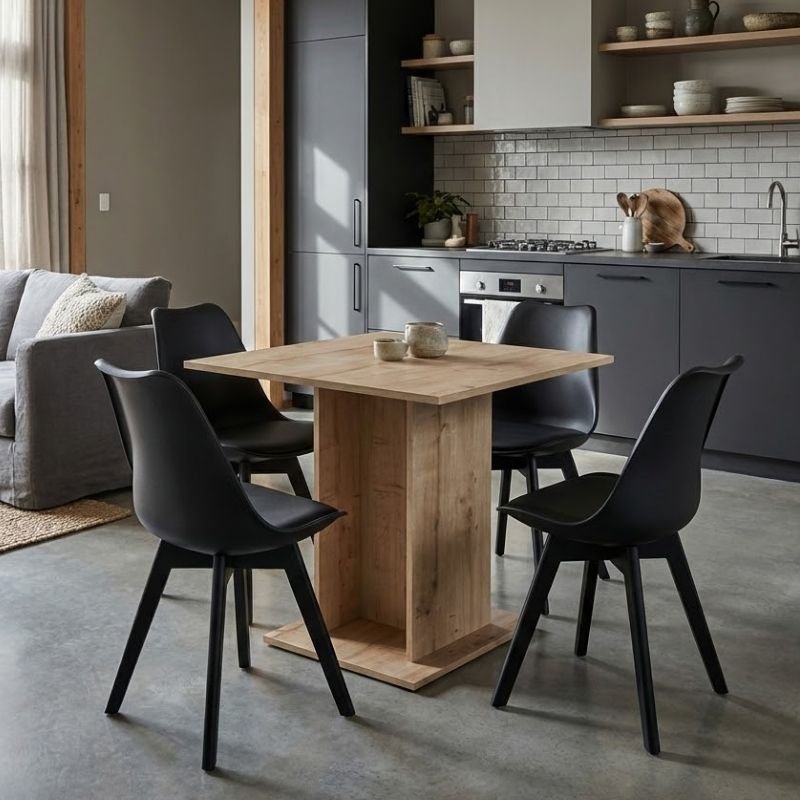 Σετ τραπεζαρία 5τμχ Allos - Viva Megapap χρώμα sapphire oak - μαύρο 75x75x77εκ. Βρες το Σετ τραπεζαρία 5τμχ Allos - Viva Megapap χρώμα sapphire oak - μαύρο 75x75x77εκ. σε μοναδική τιμή στο clickforshop.gr