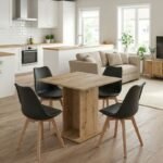 Βρες το Σετ τραπεζαρία 5τμχ Allos - Viva Megapap χρώμα sapphire oak - μαύρο/φυσικό πόδι 75x75x77εκ. σε μοναδική τιμή στο clickforshop.gr