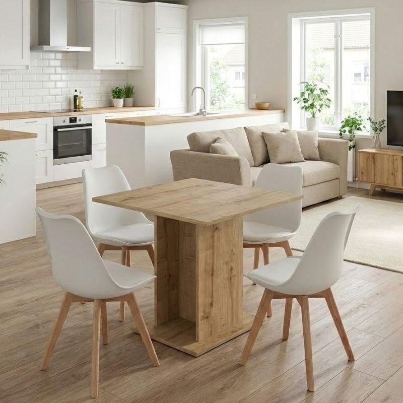 Σετ τραπεζαρία 5τμχ Allos - Viva Megapap χρώμα sapphire oak - λευκό/φυσικό πόδι 75x75x77εκ. Βρες το Σετ τραπεζαρία 5τμχ Allos - Viva Megapap χρώμα sapphire oak - λευκό/φυσικό πόδι 75x75x77εκ. σε μοναδική τιμή στο clickforshop.gr