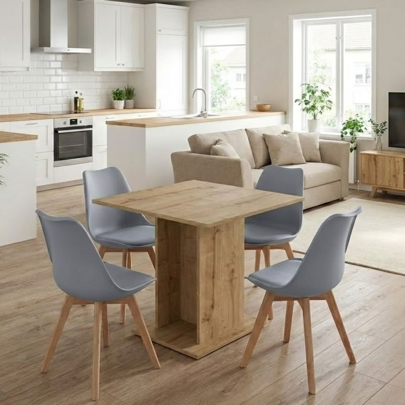 Σετ τραπεζαρία 5τμχ Allos - Viva Megapap χρώμα sapphire oak - γκρι 75x75x77εκ. Βρες το Σετ τραπεζαρία 5τμχ Allos - Viva Megapap χρώμα sapphire oak - γκρι 75x75x77εκ. σε μοναδική τιμή στο clickforshop.gr