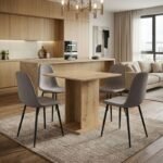 Βρες το Σετ τραπεζαρία 5τμχ Allos - Iris Megapap χρώμα sapphire oak - ανοιχτό μπεζ 75x75x77εκ. σε μοναδική τιμή στο clickforshop.gr