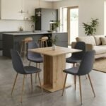 Βρες το Σετ τραπεζαρία 5τμχ Allos - Iris Megapap χρώμα sapphire oak - γκρι/φυσικό πόδι 75x75x77εκ. σε μοναδική τιμή στο clickforshop.gr