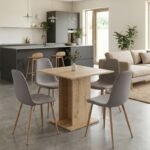 Βρες το Σετ τραπεζαρία 5τμχ Allos - Iris Megapap χρώμα sapphire oak - ανοιχτό μπεζ/φυσικό πόδι 75x75x77εκ. σε μοναδική τιμή στο clickforshop.gr