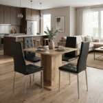 Βρες το Σετ τραπεζαρία 5τμχ Allos - Rosa Megapap χρώμα sapphire oak - μαύρο/χρωμίου πόδι 75x75x77εκ. σε μοναδική τιμή στο clickforshop.gr