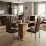 Βρες το Σετ τραπεζαρία 5τμχ Allos - Rosa Megapap χρώμα sapphire oak - καφέ/χρωμίου πόδι 75x75x77εκ. σε μοναδική τιμή στο clickforshop.gr