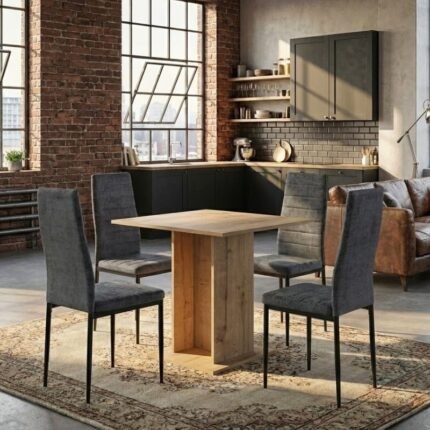 Βρες το Σετ τραπεζαρία 5τμχ Allos - Rosa Megapap χρώμα sapphire oak - γκρι 75x75x77εκ. σε μοναδική τιμή στο clickforshop.gr