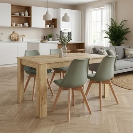 Βρες το Σετ τραπεζαρία 5τμχ Darlen - Viva Megapap χρώμα sapphire oak - φυστικί 125x72x74εκ. σε μοναδική τιμή στο clickforshop.gr