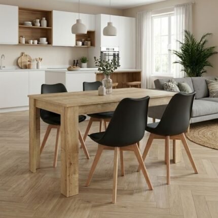 Βρες το Σετ τραπεζαρία 5τμχ Darlen - Viva Megapap χρώμα sapphire oak - μαύρο/φυσικό πόδι 125x72x74εκ. σε μοναδική τιμή στο clickforshop.gr