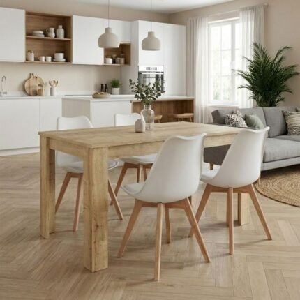 Βρες το Σετ τραπεζαρία 5τμχ Darlen - Viva Megapap χρώμα sapphire oak - λευκό/φυσικό πόδι 125x72x74εκ. σε μοναδική τιμή στο clickforshop.gr