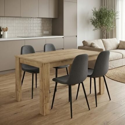 Βρες το Σετ τραπεζαρία 5τμχ Darlen - Iris Megapap χρώμα sapphire oak - γκρι 125x72x74εκ. σε μοναδική τιμή στο clickforshop.gr