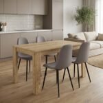 Βρες το Σετ τραπεζαρία 5τμχ Darlen - Iris Megapap χρώμα sapphire oak - ανοιχτό μπεζ 125x72x74εκ. σε μοναδική τιμή στο clickforshop.gr