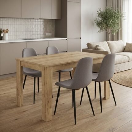 Βρες το Σετ τραπεζαρία 5τμχ Darlen - Iris Megapap χρώμα sapphire oak - ανοιχτό μπεζ 125x72x74εκ. σε μοναδική τιμή στο clickforshop.gr