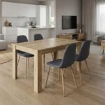 Βρες το Σετ τραπεζαρία 5τμχ Darlen - Iris Megapap χρώμα sapphire oak - γκρι/φυσικό πόδι 125x72x74εκ. σε μοναδική τιμή στο clickforshop.gr