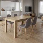 Βρες το Σετ τραπεζαρία 5τμχ Darlen - Iris Megapap χρώμα sapphire oak - ανοιχτό μπεζ/φυσικό πόδι 125x72x74εκ. σε μοναδική τιμή στο clickforshop.gr