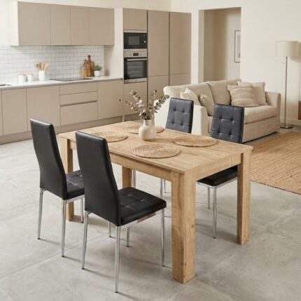 Βρες το Σετ τραπεζαρία 5τμχ Darlen - Rosa Megapap χρώμα sapphire oak - μαύρο/χρωμίου πόδι 125x72x74εκ. σε μοναδική τιμή στο clickforshop.gr