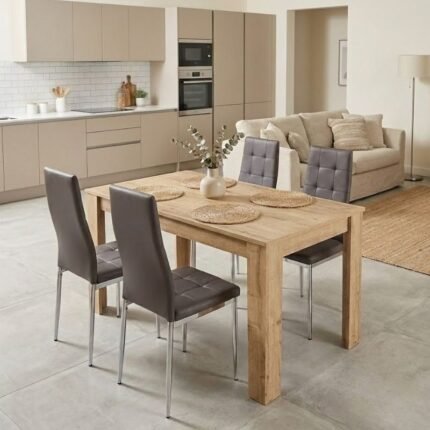 Βρες το Σετ τραπεζαρία 5τμχ Darlen - Rosa Megapap χρώμα sapphire oak - καφέ/χρωμίου πόδι 125x72x74εκ. σε μοναδική τιμή στο clickforshop.gr