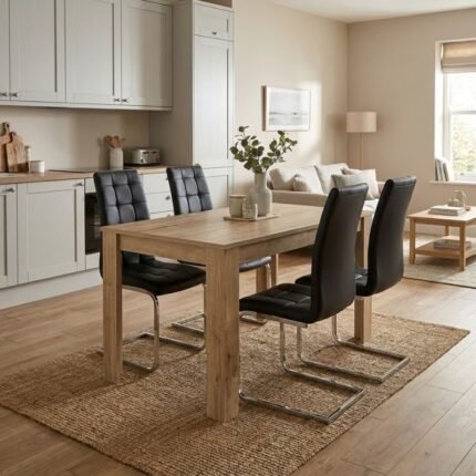 Βρες το Σετ τραπεζαρία 5τμχ Darlen - Vela Megapap χρώμα sapphire oak - μαύρο 125x72x74εκ. σε μοναδική τιμή στο clickforshop.gr