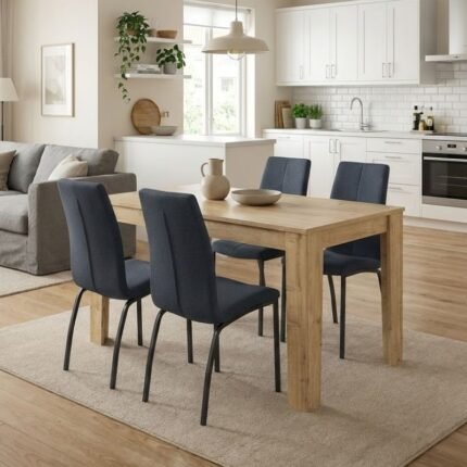 Βρες το Σετ τραπεζαρία 5τμχ Darlen - Fina Megapap χρώμα sapphire oak - ανθρακί 125x72x74εκ. σε μοναδική τιμή στο clickforshop.gr