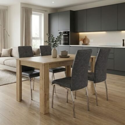 Βρες το Σετ τραπεζαρία 5τμχ Darlen - Alma Megapap χρώμα sapphire oak - γκρι 125x72x74εκ. σε μοναδική τιμή στο clickforshop.gr