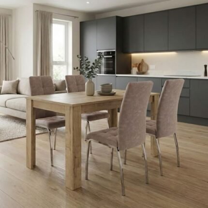 Βρες το Σετ τραπεζαρία 5τμχ Darlen - Alma Megapap χρώμα sapphire oak - μπεζ 125x72x74εκ. σε μοναδική τιμή στο clickforshop.gr