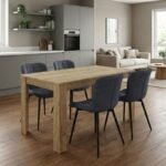 Βρες το Σετ τραπεζαρία 5τμχ Darlen - Chiara Megapap χρώμα sapphire oak - ανθρακί 125x72x74εκ. σε μοναδική τιμή στο clickforshop.gr