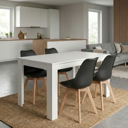 Βρες το Σετ τραπεζαρία 5τμχ Darlen - Viva Megapap χρώμα λευκό - μαύρο/φυσικό πόδι 125x72x74εκ. σε μοναδική τιμή στο clickforshop.gr