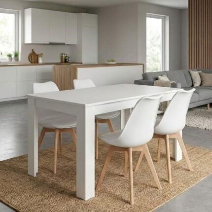 Βρες το Σετ τραπεζαρία 5τμχ Darlen - Viva Megapap χρώμα λευκό - λευκό/φυσικό πόδι 125x72x74εκ. σε μοναδική τιμή στο clickforshop.gr