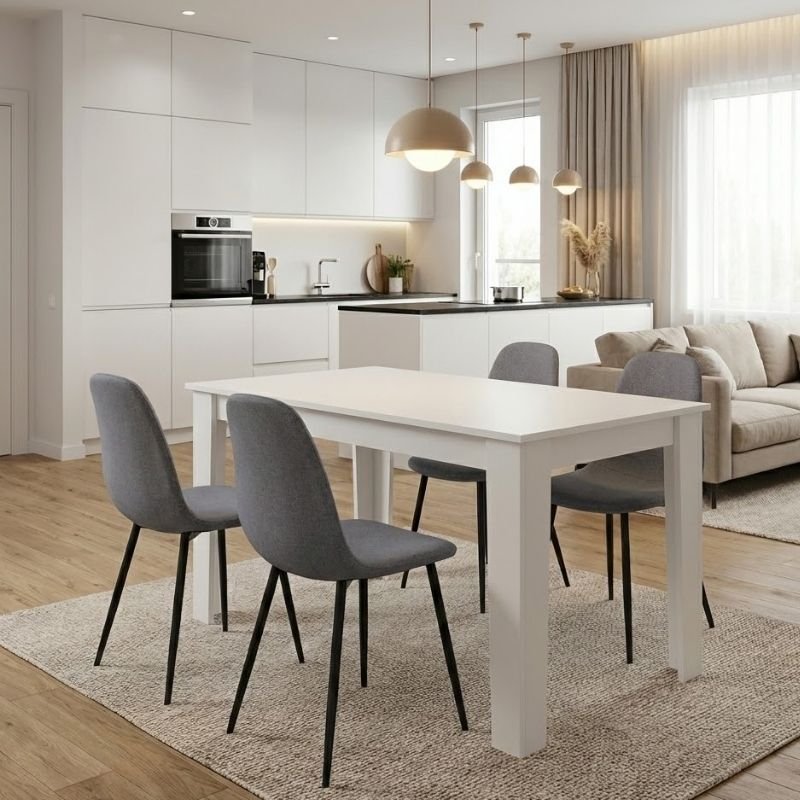 Σετ τραπεζαρία 5τμχ Darlen - Iris Megapap χρώμα λευκό - γκρι 125x72x74εκ. Βρες το Σετ τραπεζαρία 5τμχ Darlen - Iris Megapap χρώμα λευκό - γκρι 125x72x74εκ. σε μοναδική τιμή στο clickforshop.gr