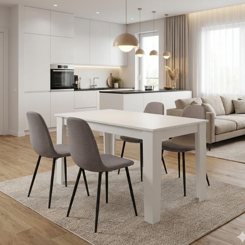 Σετ τραπεζαρία 5τμχ Darlen - Iris Megapap χρώμα λευκό - ανοιχτό μπεζ 125x72x74εκ. Βρες το Σετ τραπεζαρία 5τμχ Darlen - Iris Megapap χρώμα λευκό - ανοιχτό μπεζ 125x72x74εκ. σε μοναδική τιμή στο clickforshop.gr