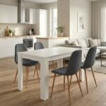 Βρες το Σετ τραπεζαρία 5τμχ Darlen - Iris Megapap χρώμα λευκό - γκρι/φυσικό πόδι 125x72x74εκ. σε μοναδική τιμή στο clickforshop.gr