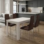 Βρες το Σετ τραπεζαρία 5τμχ Darlen - Rosa Megapap χρώμα λευκό - καφέ/χρωμίου πόδι 125x72x74εκ. σε μοναδική τιμή στο clickforshop.gr