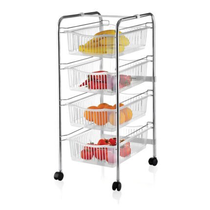 Βρες το Τρόλεϊ - ραφιέρα 4όροφη Perilla μεταλλική χρώμα ασημί 43x33x80εκ. σε μοναδική τιμή στο clickforshop.gr