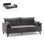 Βρες το Καναπές - κρεβάτι Bella Megapap τριθέσιος υφασμάτινος χρώμα ανθρακί 208x81x85εκ. σε μοναδική τιμή στο clickforshop.gr