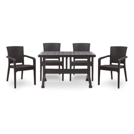 Βρες το Σετ τραπεζαρία κήπου Callan Megapap 5τμχ πολυπροπυλενίου τραπέζι 120x70 - πολυθρόνα recycled χρώμα καφέ S_GP046-0002