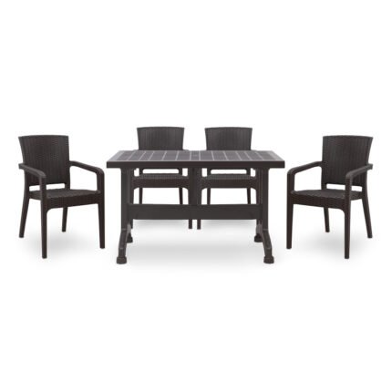 Βρες το Σετ τραπεζαρία κήπου Callan Megapap 5τμχ πολυπροπυλενίου τραπέζι 140x80 - πολυθρόνα recycled χρώμα καφέ S_GP046-0003