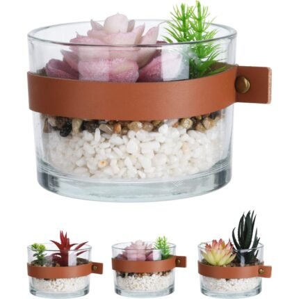 Βρες το Φυτό Τεχνητό ArteLibre Σε Γυάλινο Δοχείο Με PU Ζώνη Φ11x9-13.5cm Σε 4 Συνδυασμούς σε μοναδική τιμή στο clickforshop.gr