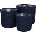 Βρες το Καλάθι ArteLibre Μπλε Seagrass 20x20x18cm Σετ 3Τμχ σε μοναδική τιμή στο clickforshop.gr