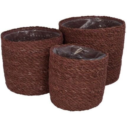 Βρες το Καλάθι ArteLibre Almond Seagrass 20x20x18cm Σετ 3Τμχ σε μοναδική τιμή στο clickforshop.gr