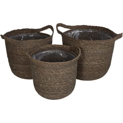 Βρες το Καλάθι ArteLibre Καφέ Seagrass 25x25x24cm Σετ 3Τμχ σε μοναδική τιμή στο clickforshop.gr