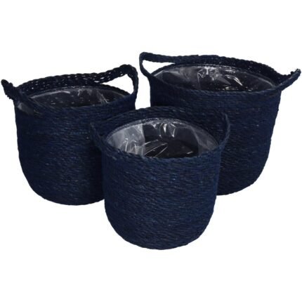 Βρες το Καλάθι ArteLibre Μπλε Seagrass 25x25x24cm Σετ 3Τμχ σε μοναδική τιμή στο clickforshop.gr