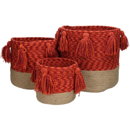 Βρες το Καλάθι ArteLibre Κόκκινο Βαμβακερό 25x25x25cm Σετ 3Τμχ σε μοναδική τιμή στο clickforshop.gr