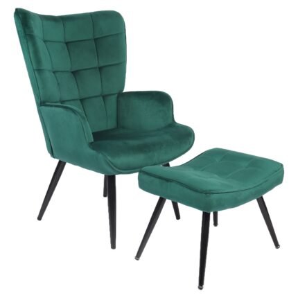 Βρες το Πολυθρόνα Μπερζέρα Με Υποπόδιο ArteLibre LENNOX Πράσινο Βελούδο/Ξύλο 96x68x73cm σε μοναδική τιμή στο clickforshop.gr