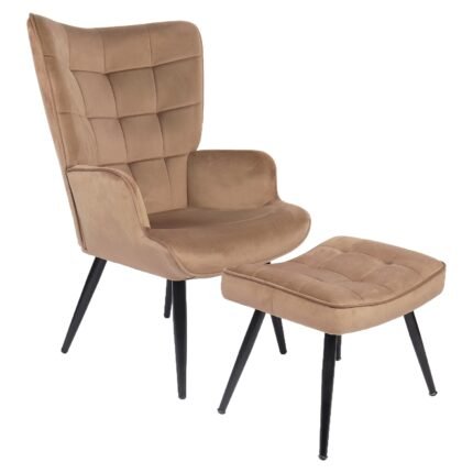 Βρες το Πολυθρόνα Μπερζέρα Με Υποπόδιο ArteLibre LENNOX Καφέ Βελούδο/Ξύλο 96x68x73cm σε μοναδική τιμή στο clickforshop.gr